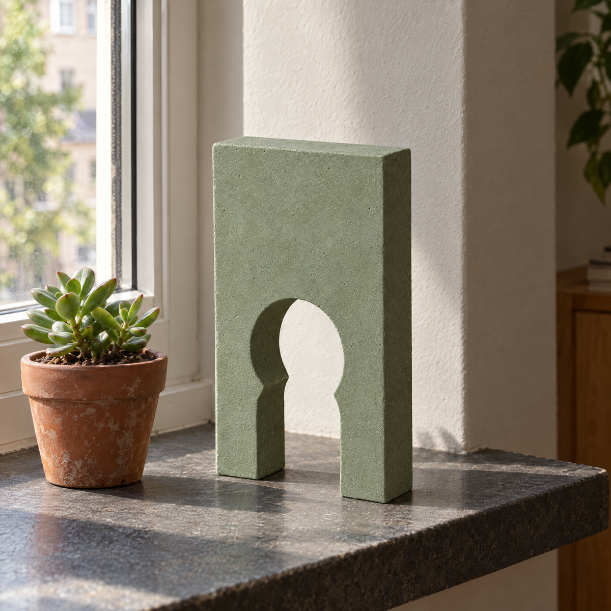 Horseshoe Door in sage green at home