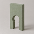 Horseshoe Door in sage green, cast mineral composite, studio photograph