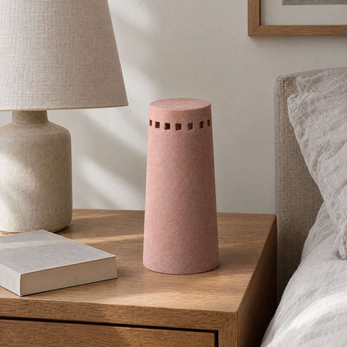 Round Tower in dusty rose at home