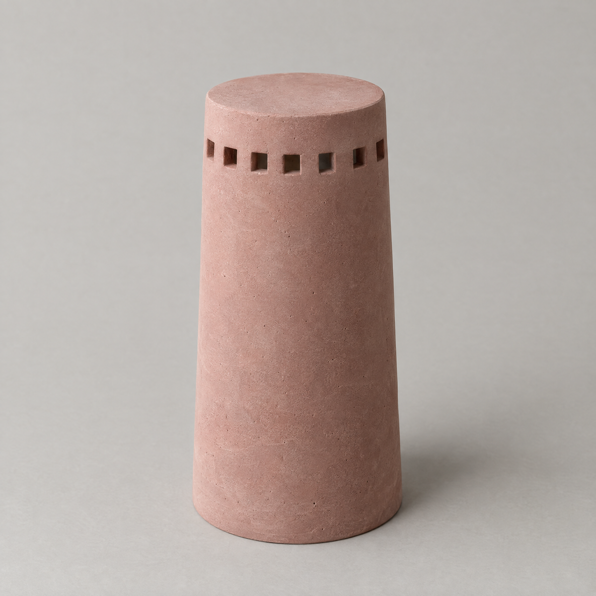 Round Tower in dusty rose, cast mineral composite, studio photograph