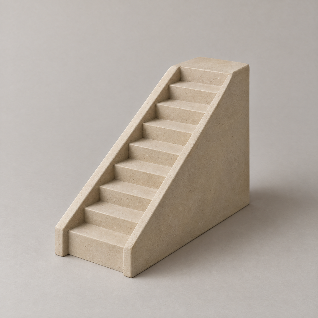 Stair to Nowhere in sand, cast mineral composite, studio photograph