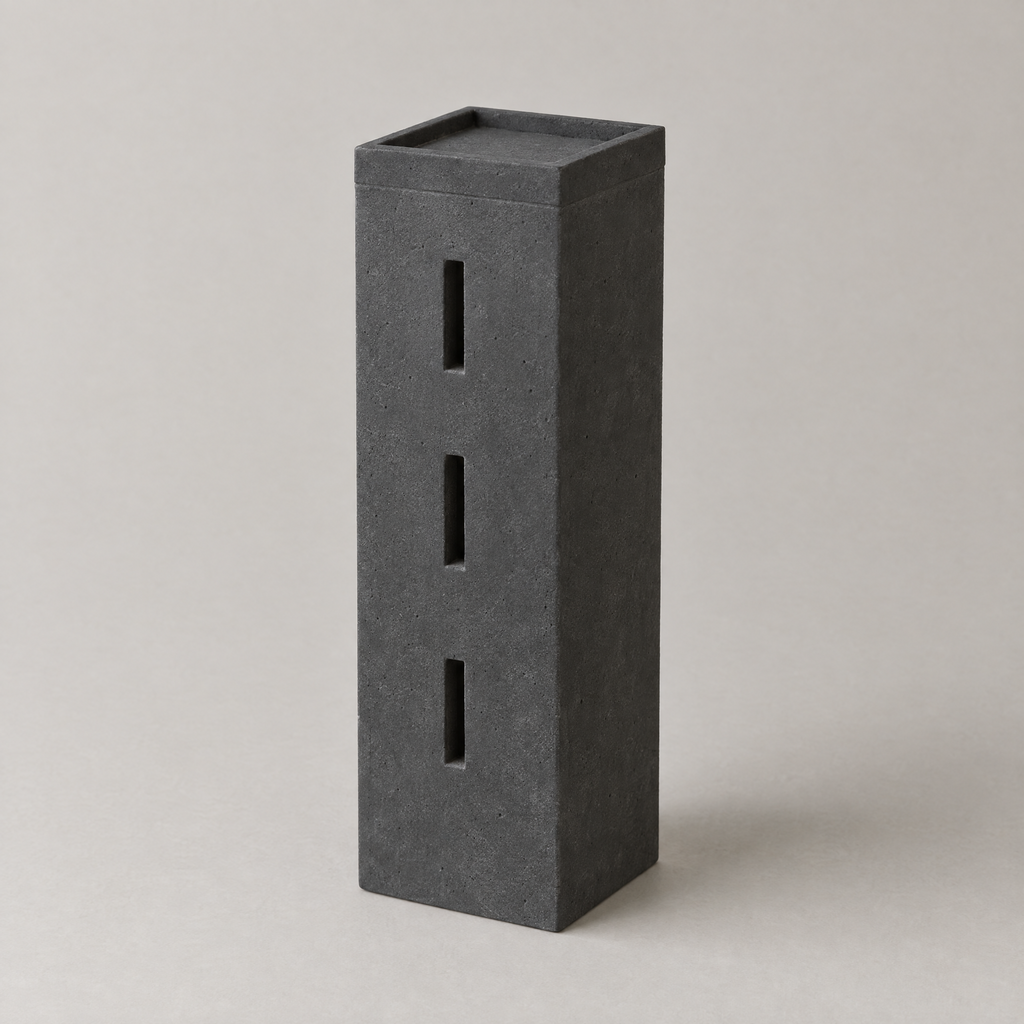 Watch Tower in charcoal, cast mineral composite, studio photograph